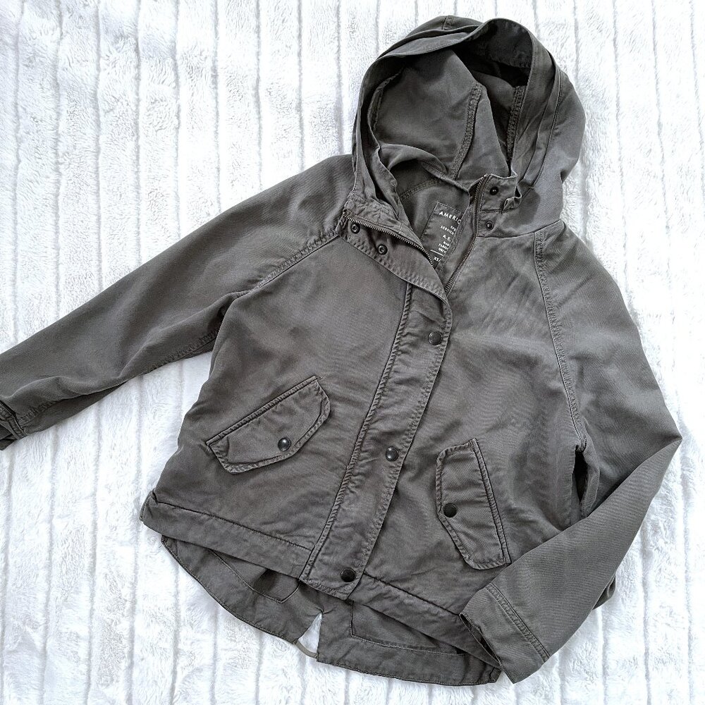 AEO American Eagle Hooded Military Jacket (Green) XS